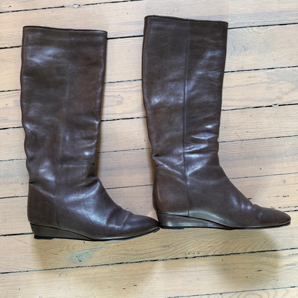 Loeffler Randall Elegant Brown Leather Knee-High Boots